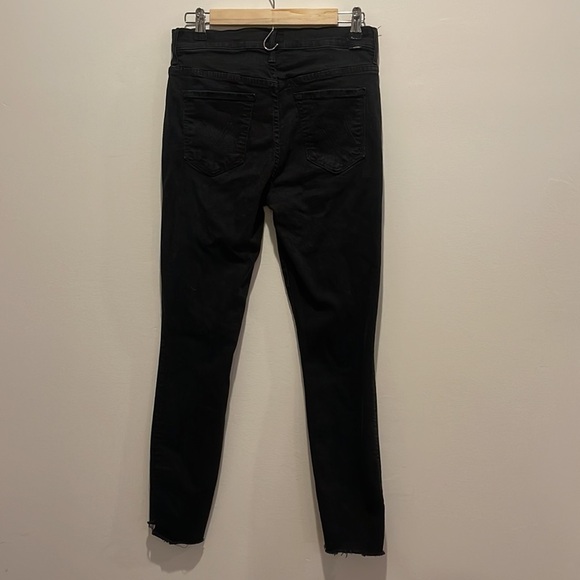 Mother The Stunner Zip Ankle Step Fray Jeans In Not Guilty Black Size 29 - Picture 6 of 15
